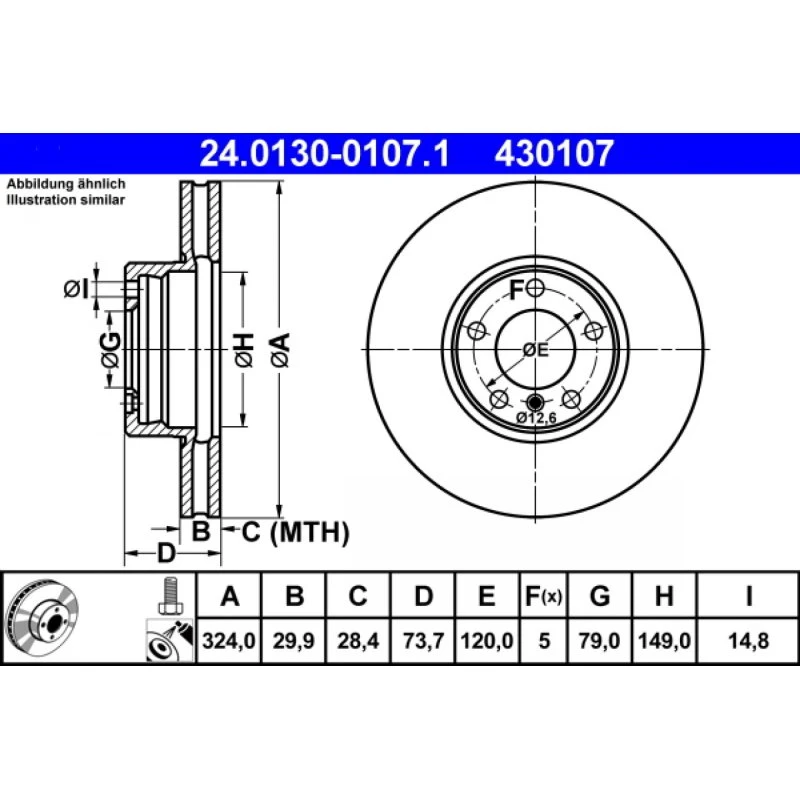 ATE Bremseskive 24.0130-0107.1 for BMW 5-serie