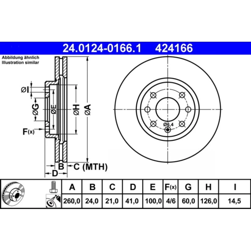 ATE Bremseskive 24.0124-0166.1 for OPEL & Vauxhall