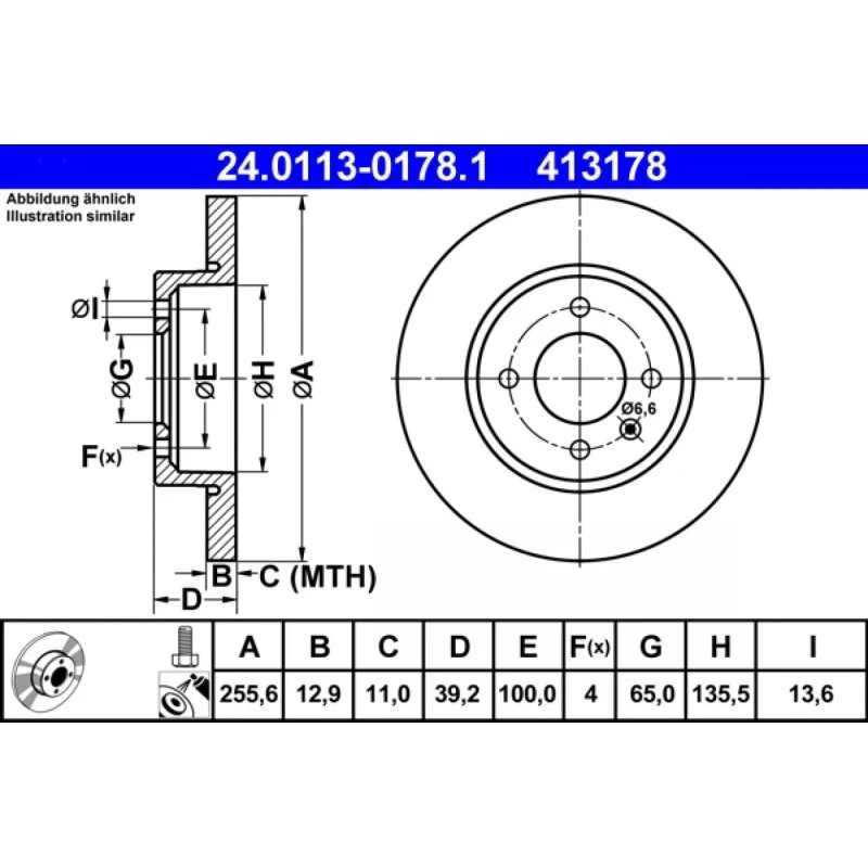 ATE Bremseskive 24.0113-0178.1