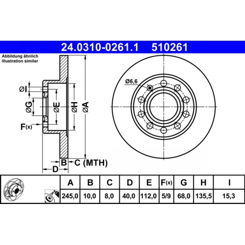 ATE Bremseskive 24.0310-0261.1