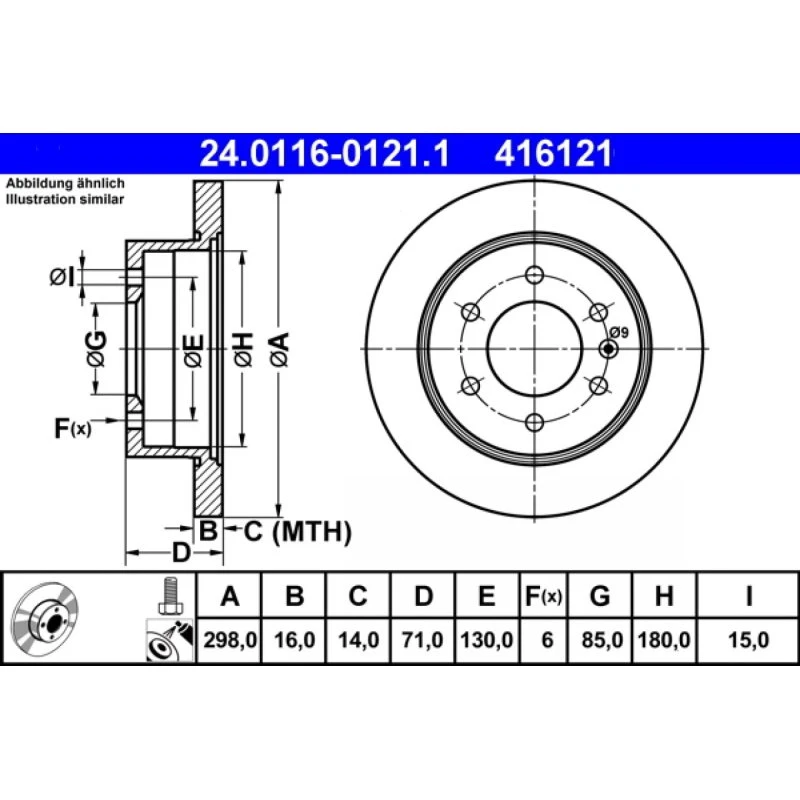 ATE Bremseskive 24.0116-0121.1 for VW Crafter & Mercedes Sprinter