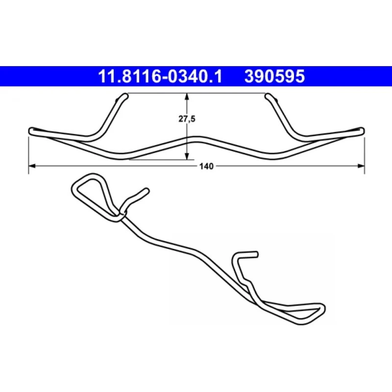 ATE Fjeder, bremsekaliber 11.8116-0340.1 til VW, Mercedes-Benz, Opel