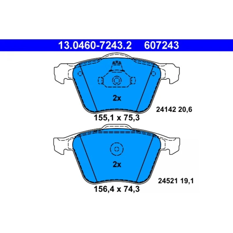 ATE Bremseklodser 13.0460-7243.2 til Ford & Volvo