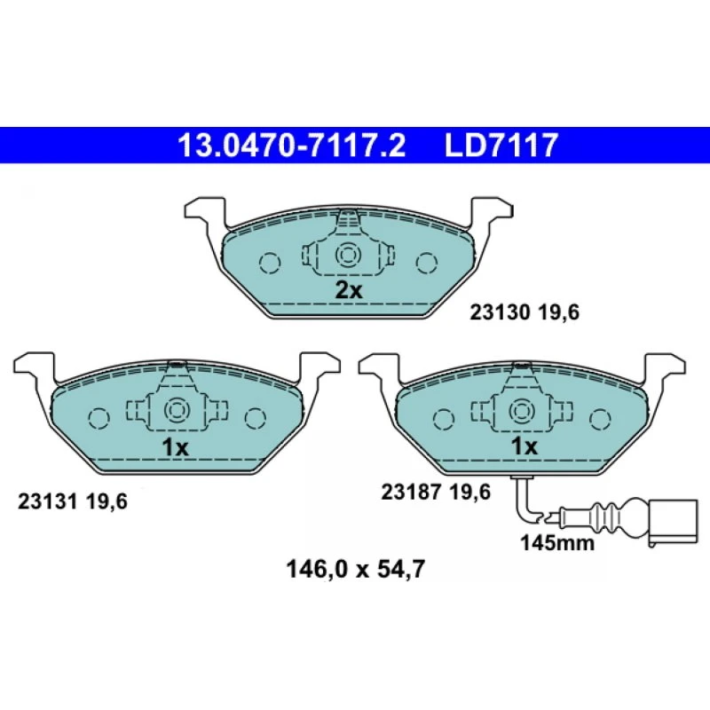 ATE Bremseklodser 13.0470-7117.2 Ceramic til VW, Audi, Skoda