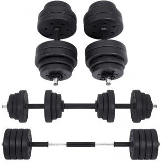 SONGMICS 2-i-1 justerbart håndvægtsæt 2×15 kg med vægtstang, sort