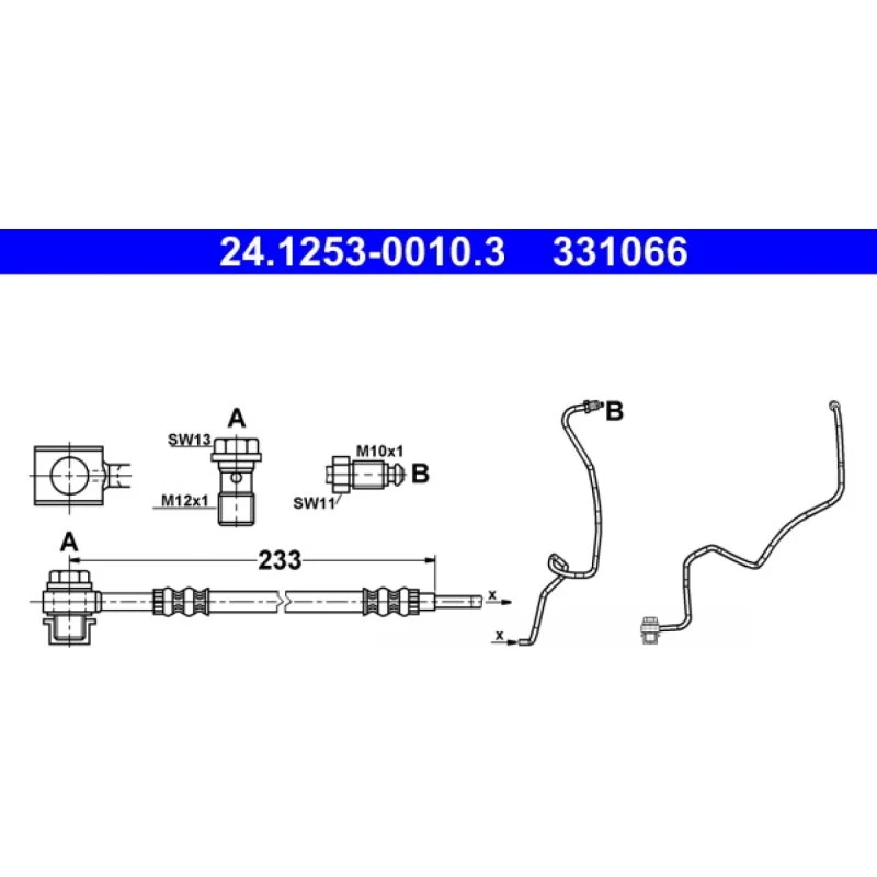 ATE Bremseslange 24.1253-0010.3 for VW, Audi, Skoda