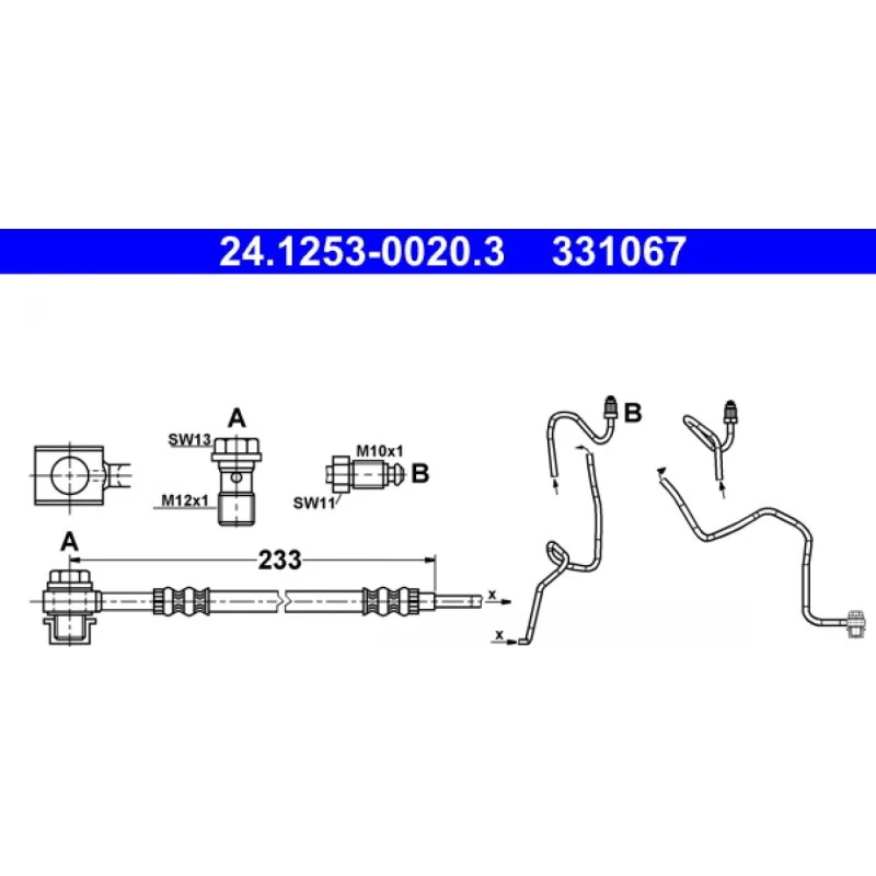 ATE Bremseslange 24.1253-0020.3 for VW, Audi, Skoda