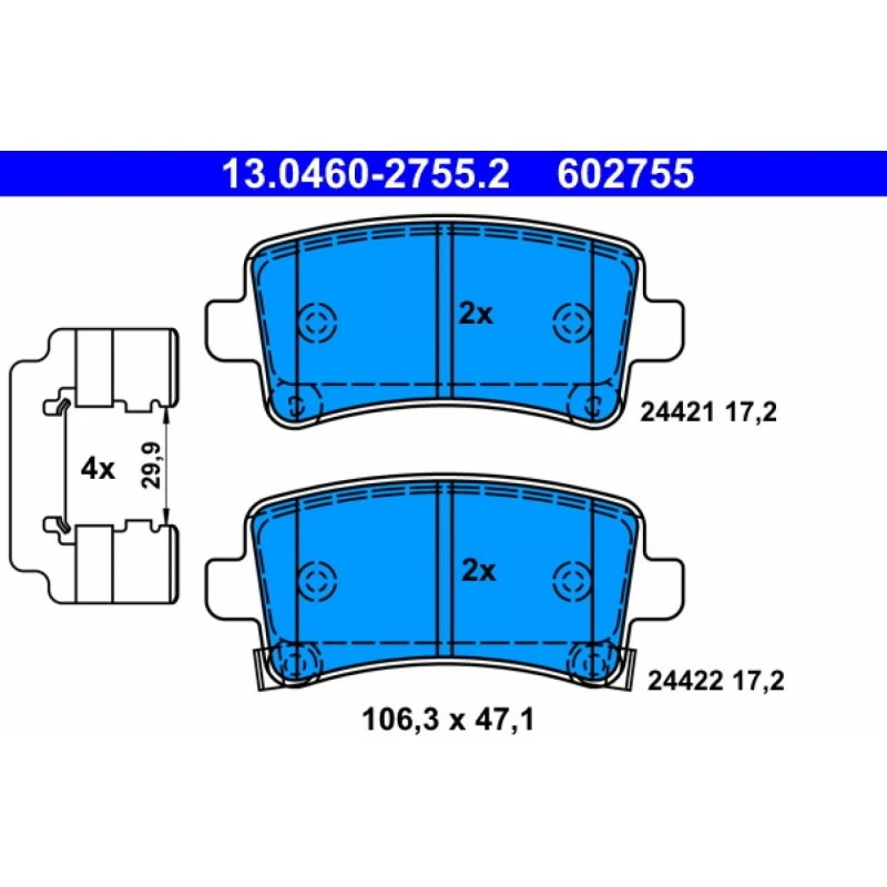 ATE Bremseklodser 13.0460-2755.2 til OPEL, CHEVROLET, SAAB