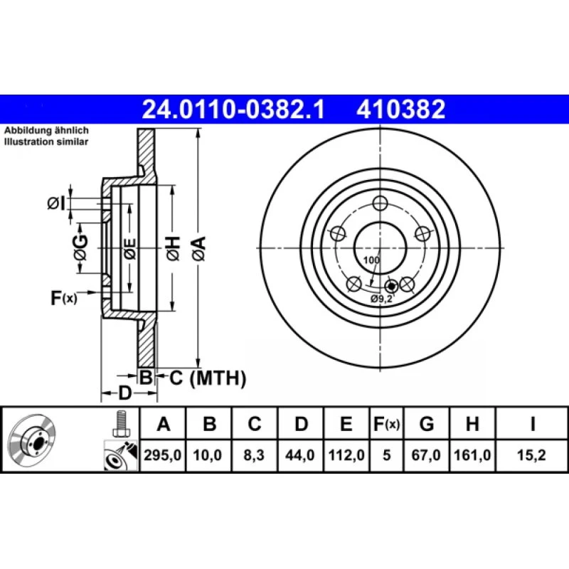 ATE Bremseskive 24.0110-0382.1 til Mercedes-Benz