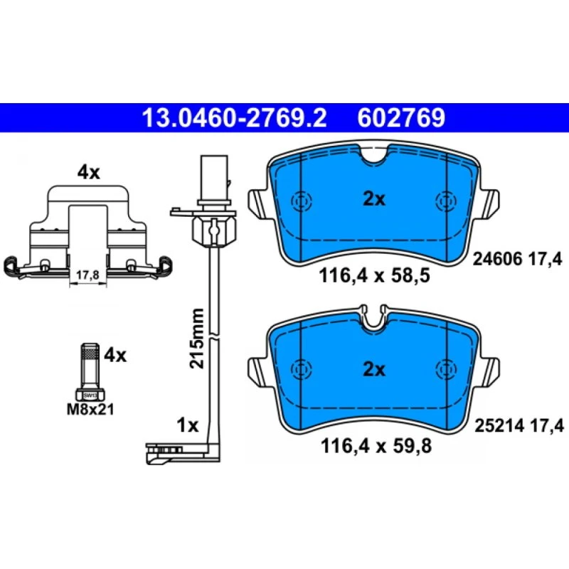 ATE Bremseklodser 13.0460-2769.2 for AUDI A6 C7/A7