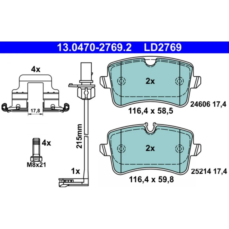 ATE Bremseklodser 13.0470-2769.2 for AUDI A6 C7/A7