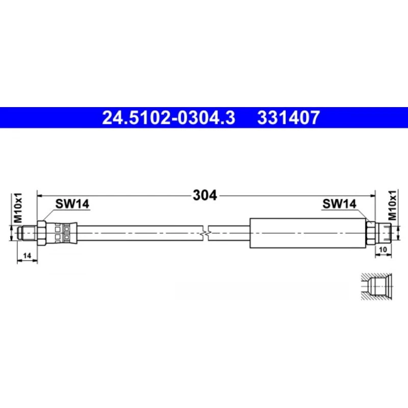ATE Bremseslange 24.5102-0304.3 til BMW 3, 5, 6, 7, Z1