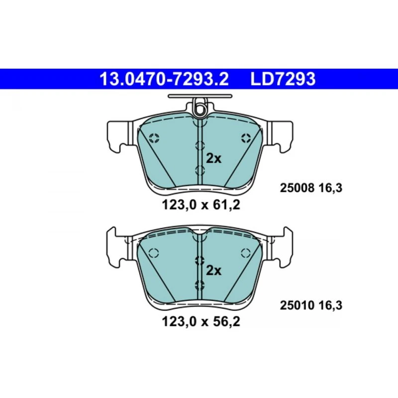 ATE Bremseklodser 13.0470-7293.2 Ceramic, bagaksel, til VW/AUDI/SKODA