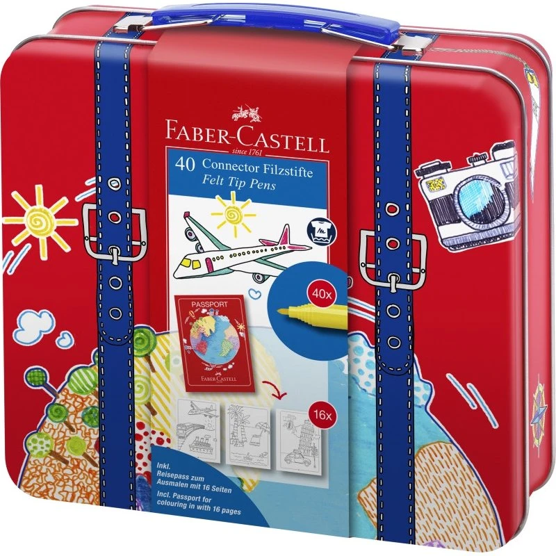 Faber-Castell Fibertip Tuscher i Rejsekuffert – 40 Farver