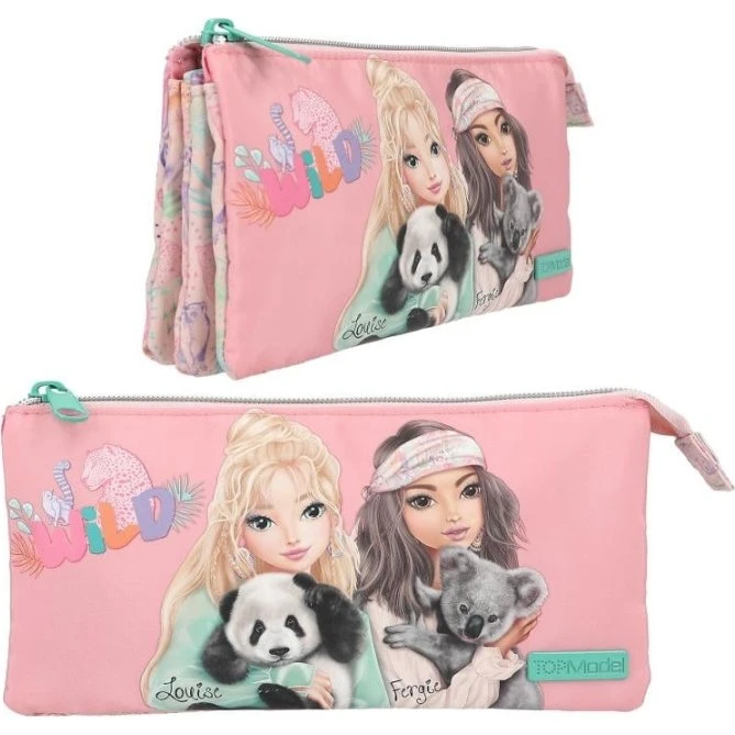 TOPModel Pencil Case WILD – Panda & Koala i Afdæmpet Rosa