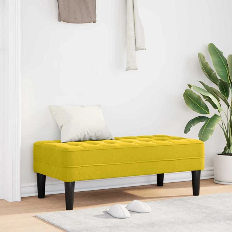 vidaXL bænk med pude, gul, 113 x 57 x 39 cm, fløjl