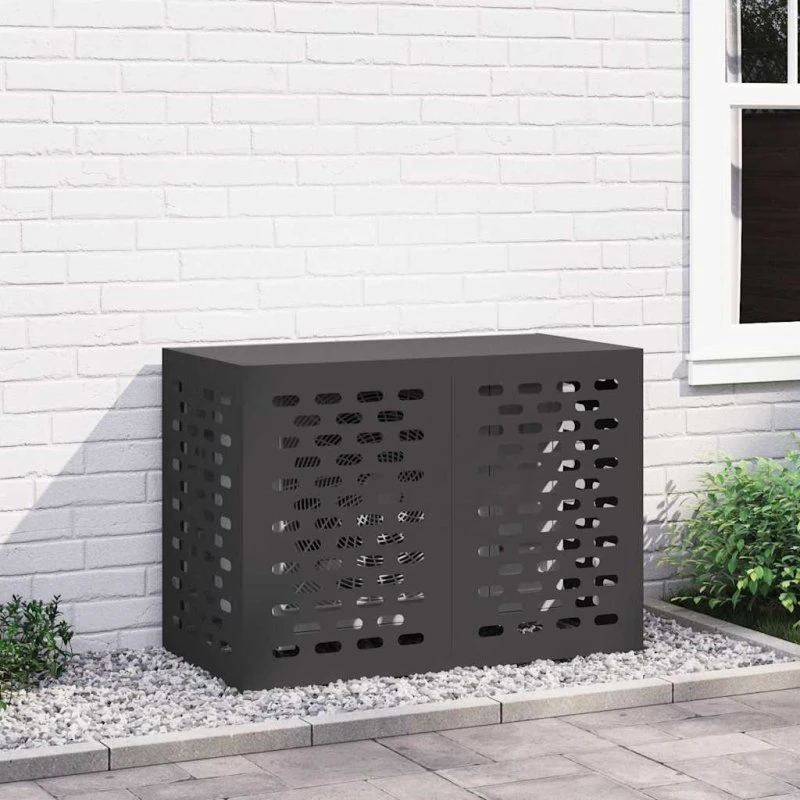 vidaXL Air Conditioner Cover Sort 100 x 50 x 70 cm Stål
