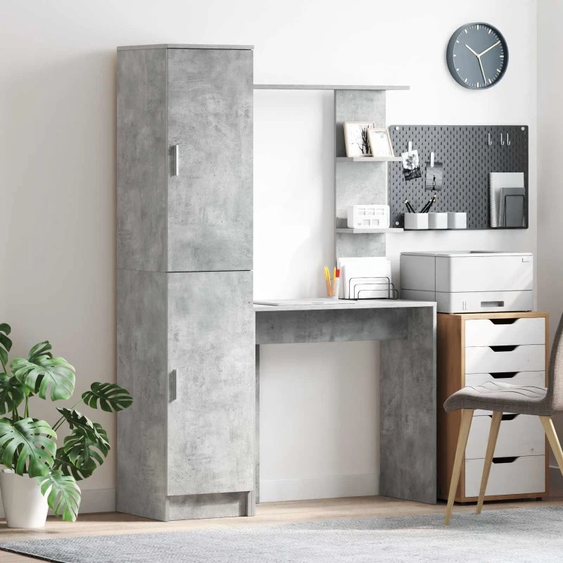 vidaXL Skrivebordsæt 2 stk Beton Grå 78,5 x 37 x 154,5 cm