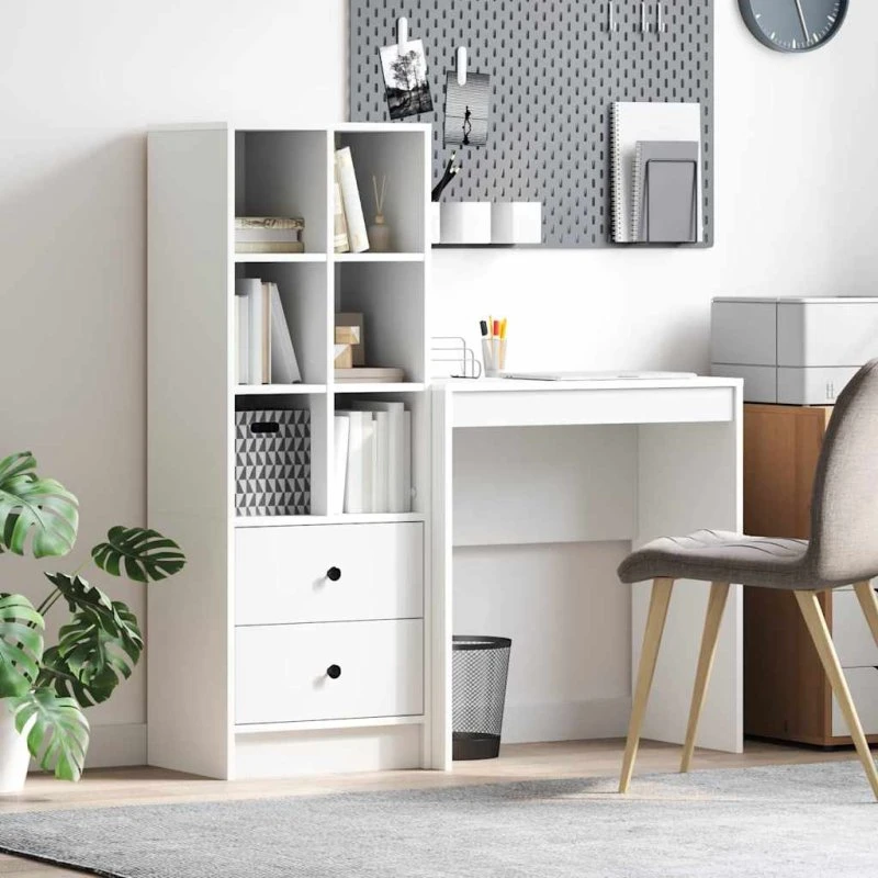 Hvid skrivebord med skuffe 70x40x76 cm – 2 dele
