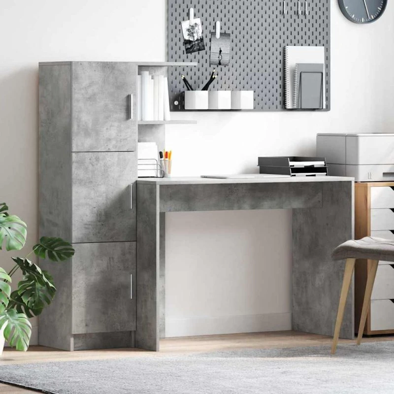 vidaXL Skrivebord 2 stk Beton Grå 102 x 50 x 124 cm