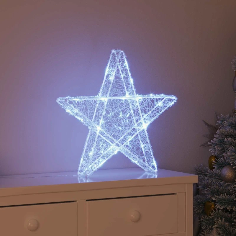 vidaXL 3D Stjerne med 50 LED'er, Kold hvid, 55 x 53,5 x 10 cm