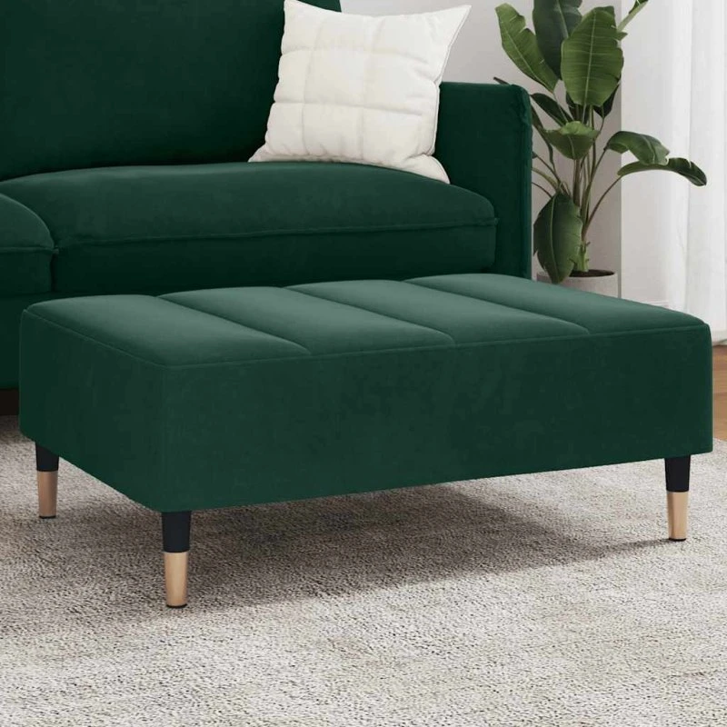 vidaXL Fodskammel 77x55x31 cm Mørkegrøn Velour
