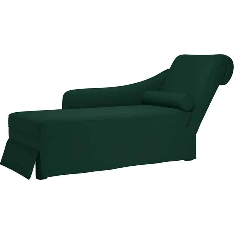 vidaXL Chaiselong med Bolster og Højre Armlæn, Mørkegrøn Fløjl
