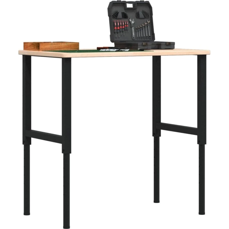 vidaXL Arbejdsbænk 100x60 cm massivt egetræ, højdejusterbar 71,5-98 cm