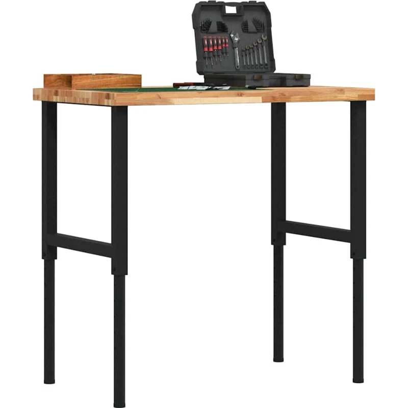 vidaXL Arbejdsbænk 100x60 cm massivt bøgetræ, højdejusterbar 73-99,5 cm