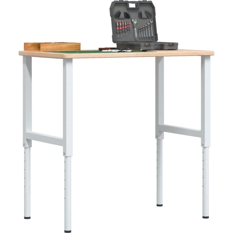vidaXL Arbejdsbænk 100x60x(71,5-98) cm massivt egetræ
