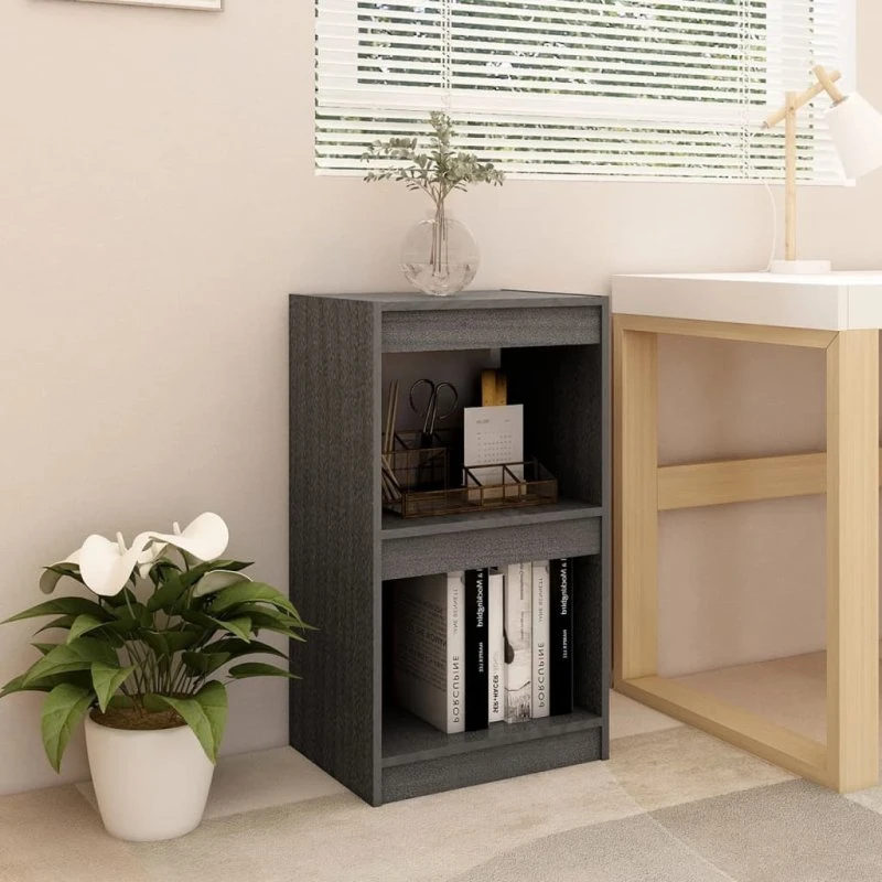 Bogreol 40X30X71,5 Cm Massivt Fyrretræ Grå - 100 cm / 71,5 cm