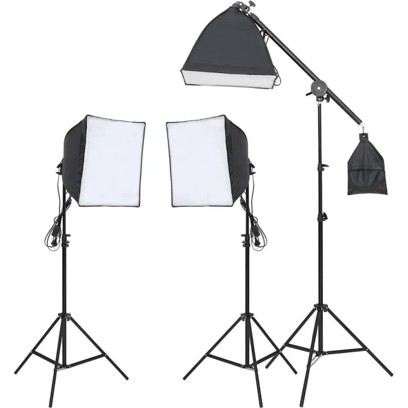 vidaXL 3-styrs belysningssæt med stativ og softbox