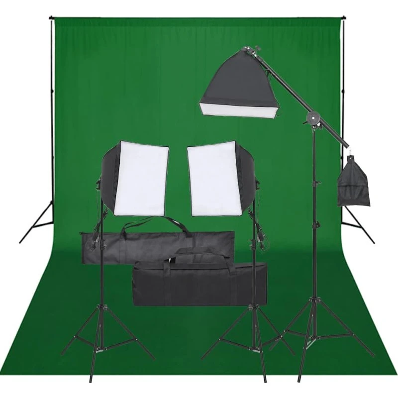 vidaXL fotostudiesæt med softbox og baggrund