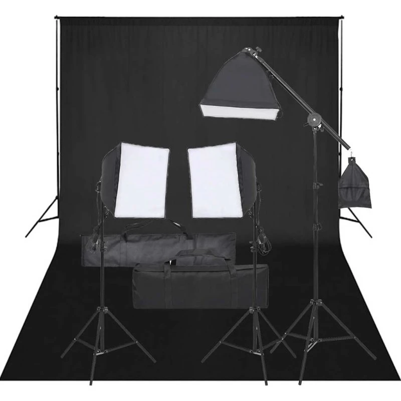 vidaXL fotostudiesæt med softbox og baggrund