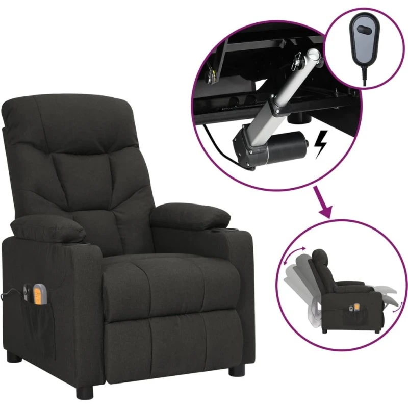 vidaXL eldrevet massagestol stof sort