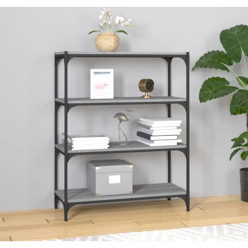 Bogreol 80X33X Grå Sonoma-Eg Konstrueret Træ & Stål 40/70,5 cm