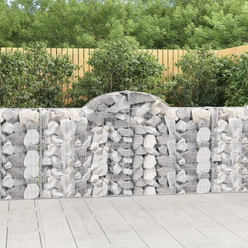 vidaXL buede gabionkurve 25 stk. 200x30x100/120 cm galvaniseret jern
