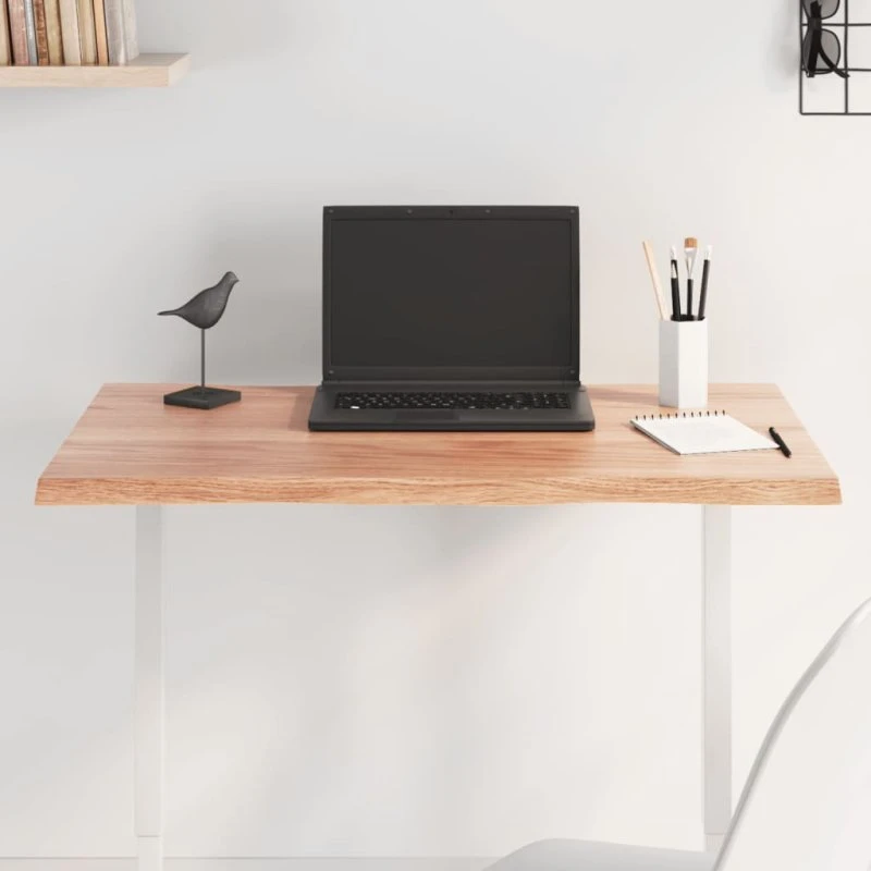 vidaXL bordplade 80x60x2 cm naturlig kant behandlet egetræ lysebrun