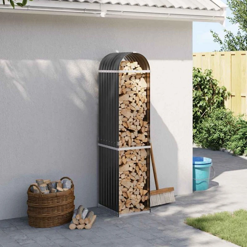 vidaXL Brændeholder Antracit 40x45x170 cm Galvaniseret Stål