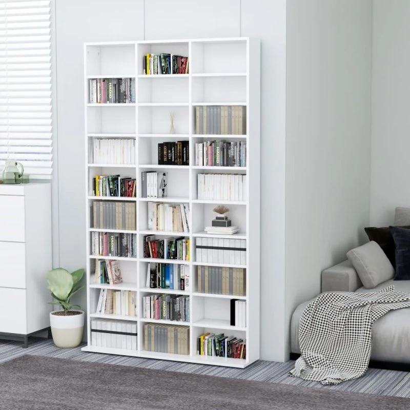 Cd-Reol 102X16X177,5 cm Konstrueret Træ - Sort