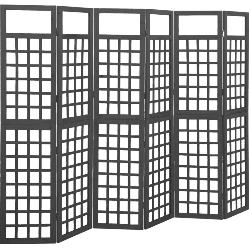 vidaXL 6-panels rumdeler/espalier 242,5x180 cm sort