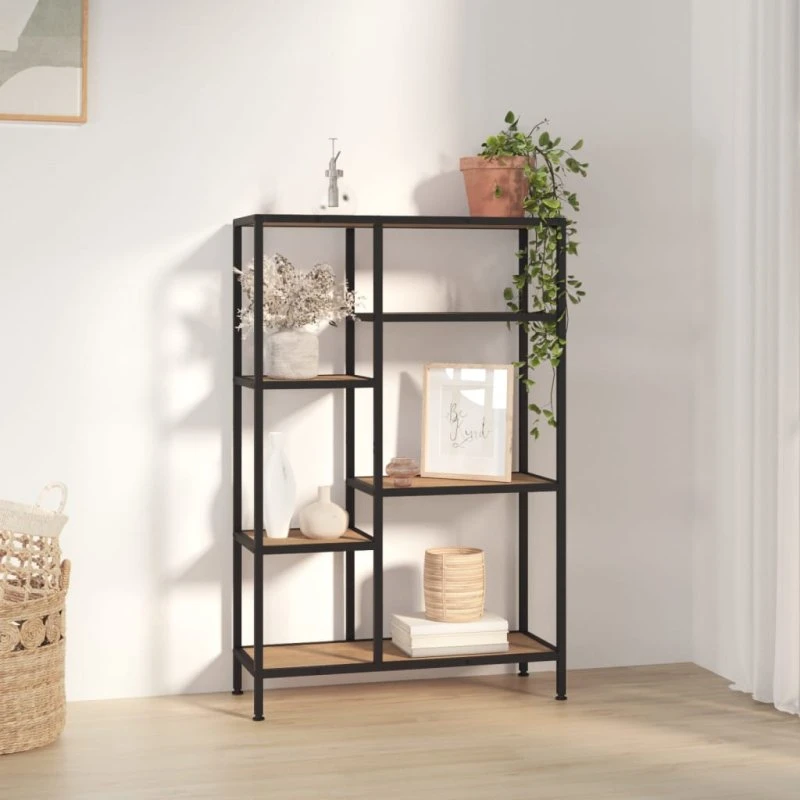 Bogreol 80X30X Stål Og Konstrueret Træ - Mørkebrun / 120 cm