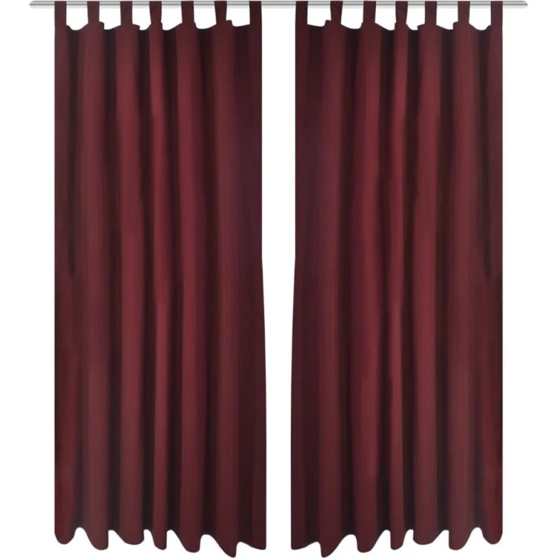 Gardiner i mikro-satin med løkker 2 stk. 140 x 225 cm bordeaux-rød