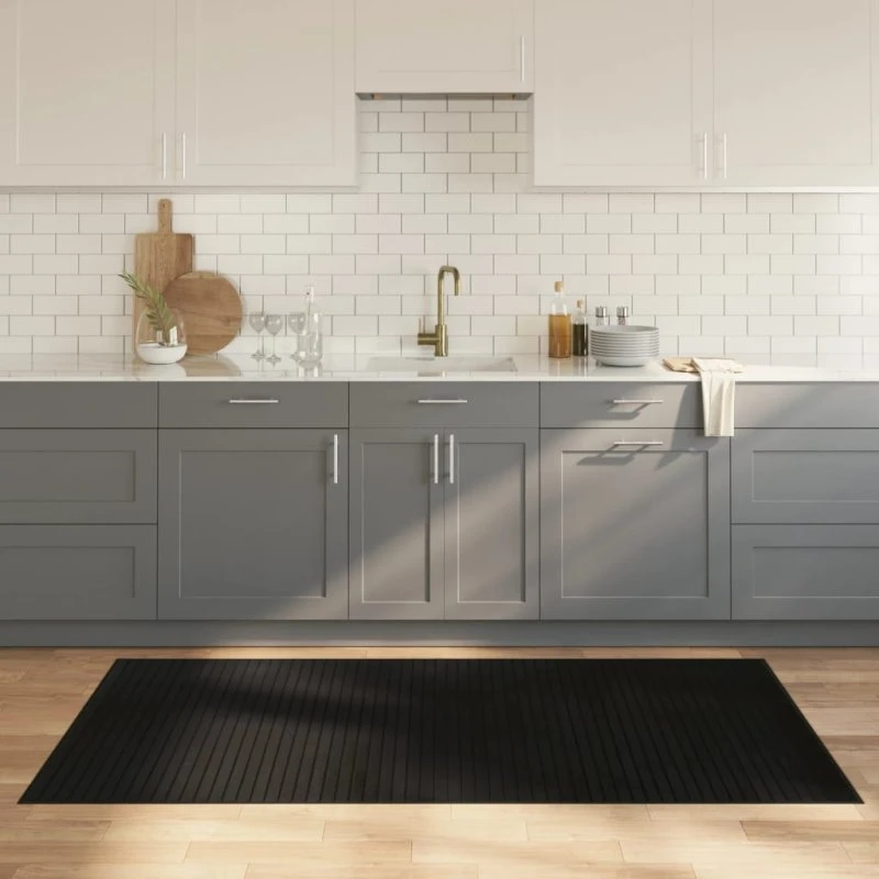 vidaXL gulvtæppe 100x200 cm bambus sort