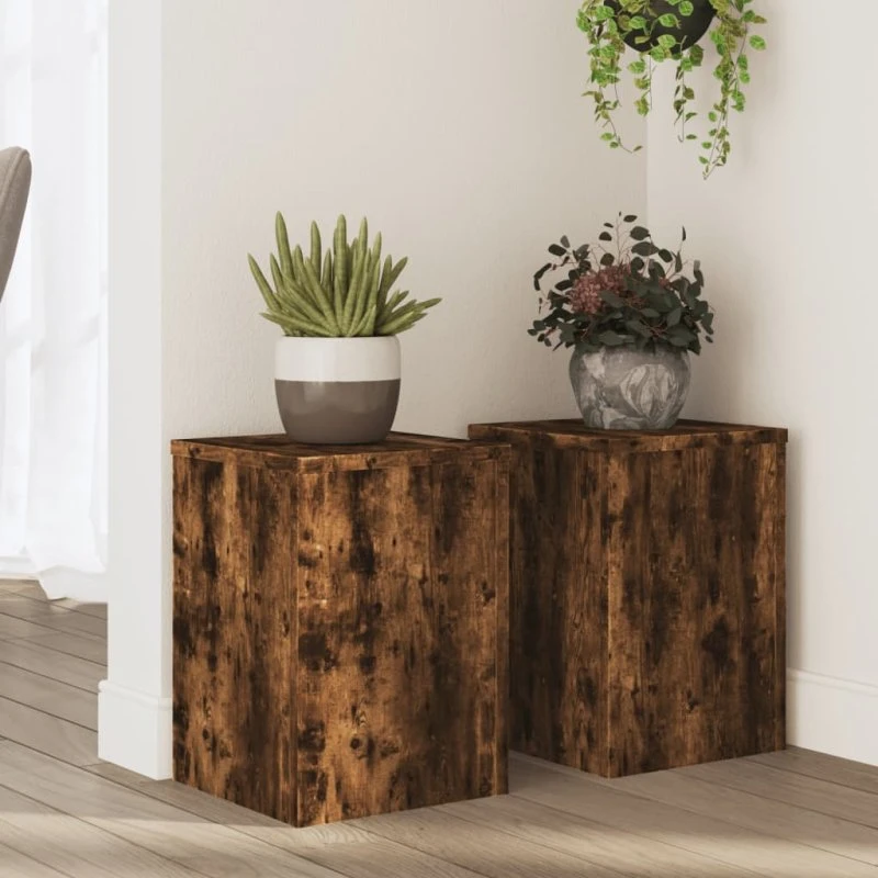 vidaXL Plantestativer 2 stk. 25x25x35 cm røget eg konstrueret træ