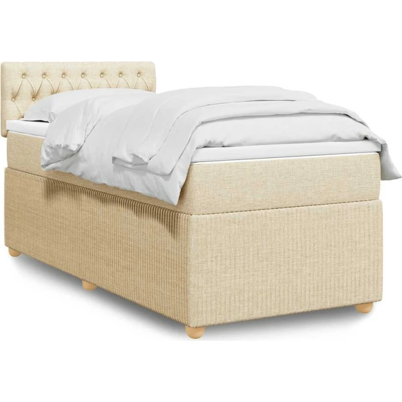 vidaXL Kontinentalseng 90x200 cm Creme med Pocketfjedermadras