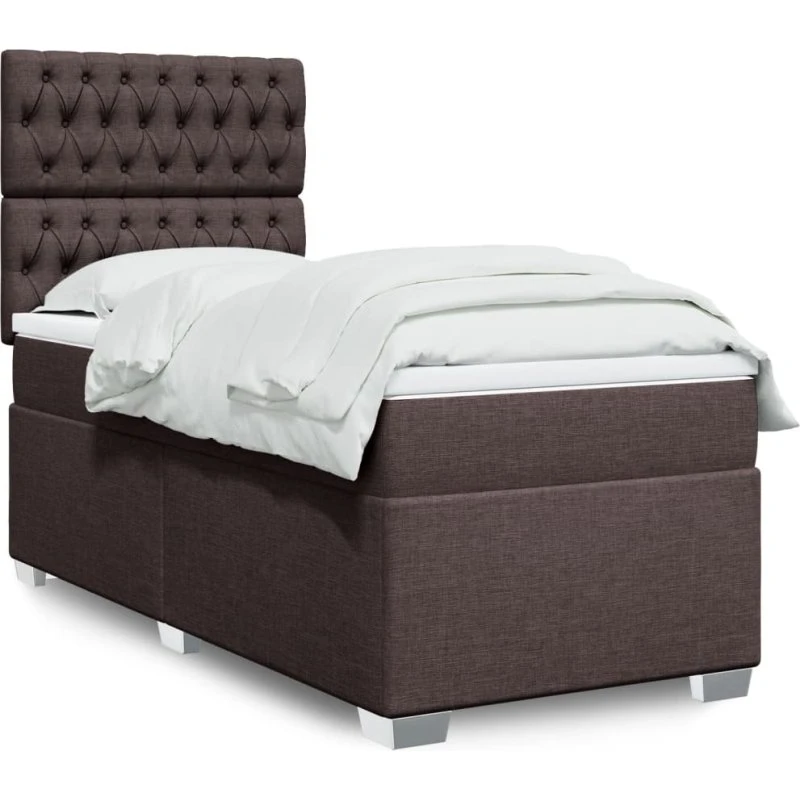 vidaXL Kontinentalseng 90x200 cm mørkebrun med pocketmadras