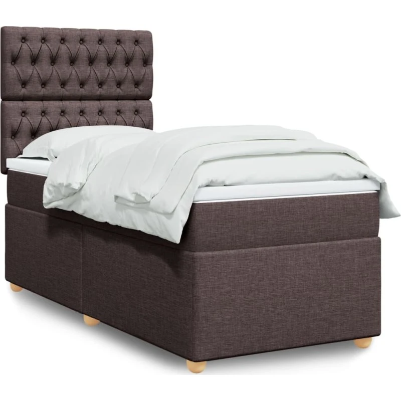 vidaXL Kontinentalseng 90x200 cm mørkebrun med pocketmadras