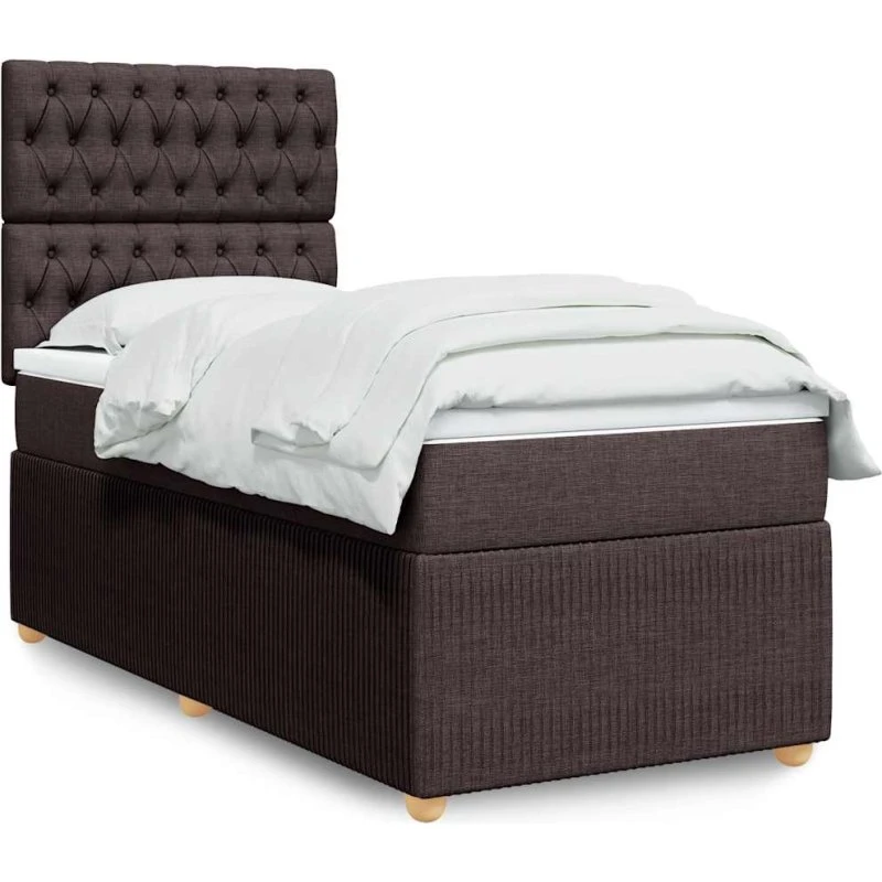 vidaXL Kontinentalseng 90x200 cm med pocketmadras mørkebrun