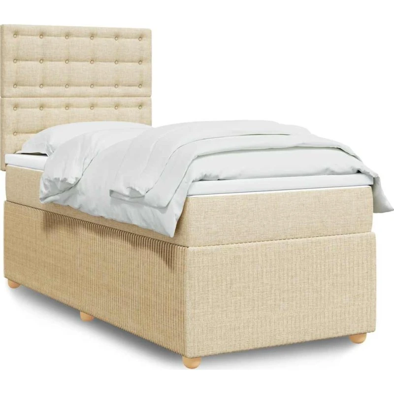 vidaXL Kontinentalseng 90x200 cm Creme med Pocketfjedermadras